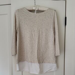 J. Jill Speckled Beige and White Blouse